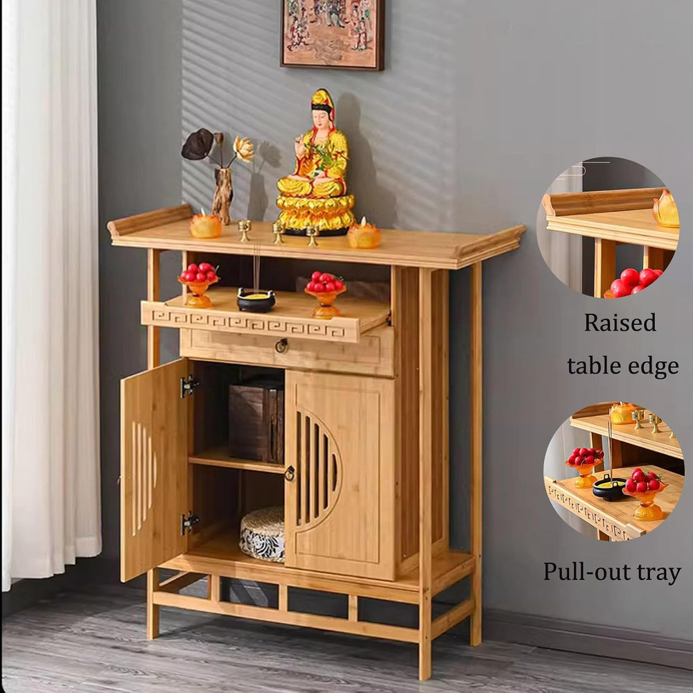 Personal Altar Table,Buddha Niche Buddhist Altars Cabinet with Drawer,Meditat...