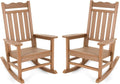 Stoog Patio Rocking Chairs Set of 2, All-Weather Outdoor & Indoor Porch Rocker with 400 lbs Weight Capacity, Front Porch Rocker Chairs Looks Like Real Wood, Teak