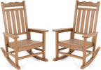 Stoog Patio Rocking Chairs Set of 2, All-Weather Outdoor & Indoor Porch Rocker with 400 lbs Weight Capacity, Front Porch Rocker Chairs Looks Like Real Wood, Teak