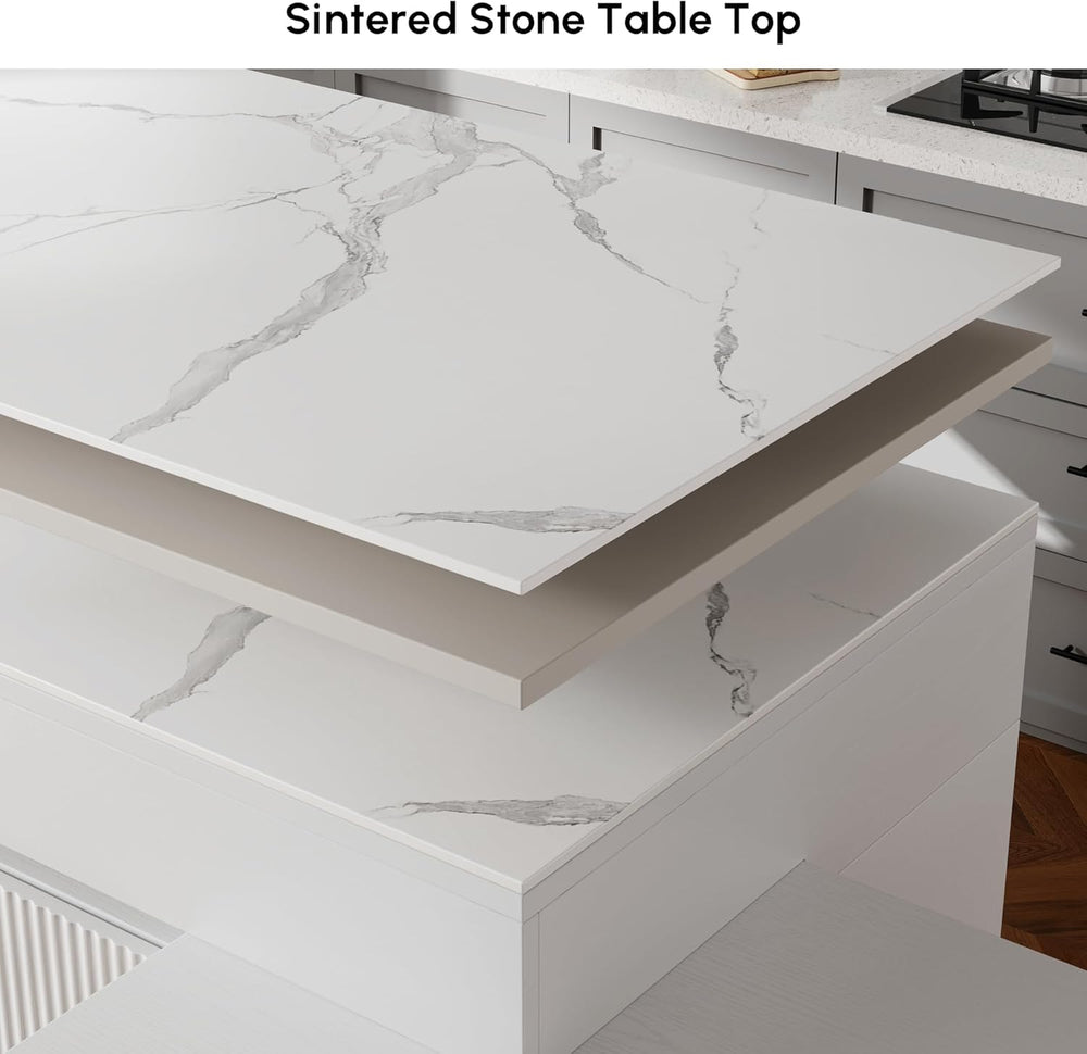 homary Extendable Kitchen Island, 81"-106" Kitchen Island Cabinet w...