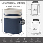 OIAHOMY Laundry Hamper-Laundry Basket,Tall Cotton Storage Basket with Handles,Decorative Blanket Baskets for Living room,Collapsible Large Baskets for Toys,Pillows,Clothes-16x13x22in-Blue