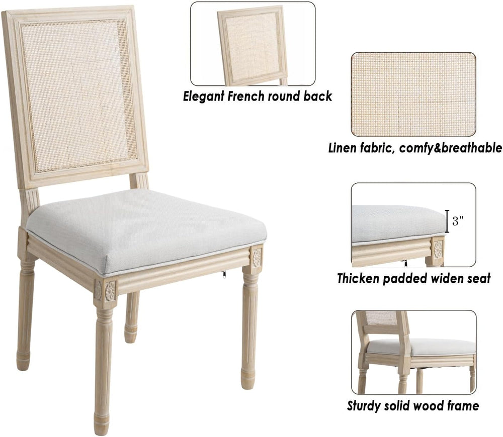 CIMOTA Farmhouse Dining Chairs Set of 8, French Rattan Dining Room Chairs wit...