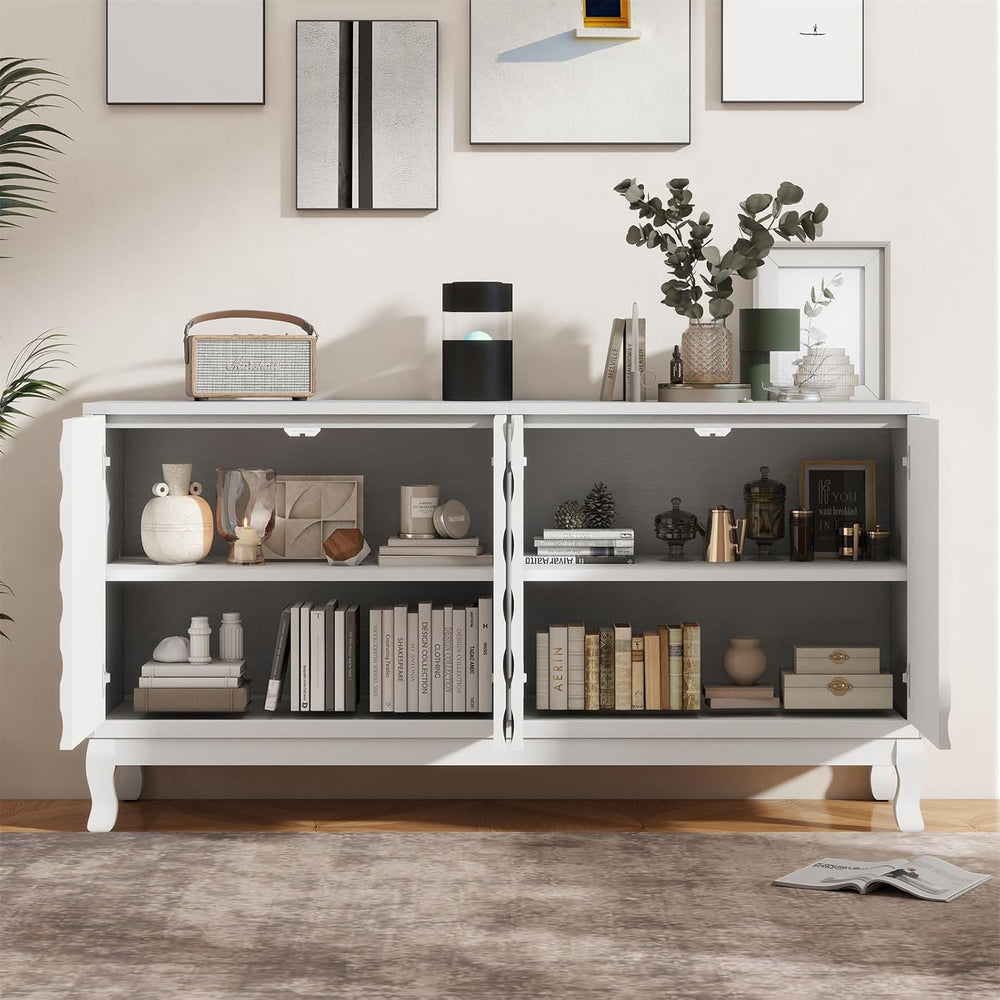 LKTART 59.84" Sideboard Buffet Storage Cabinet for Dining Room, Wavy Pat...