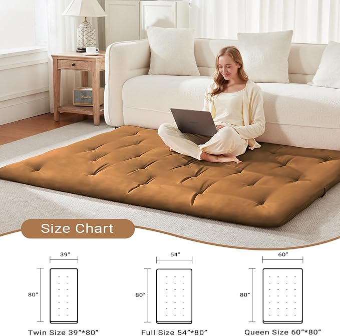 Japanese Floor Futon Mattress Queen Size 60"x 80", Foldable Bed Mat...