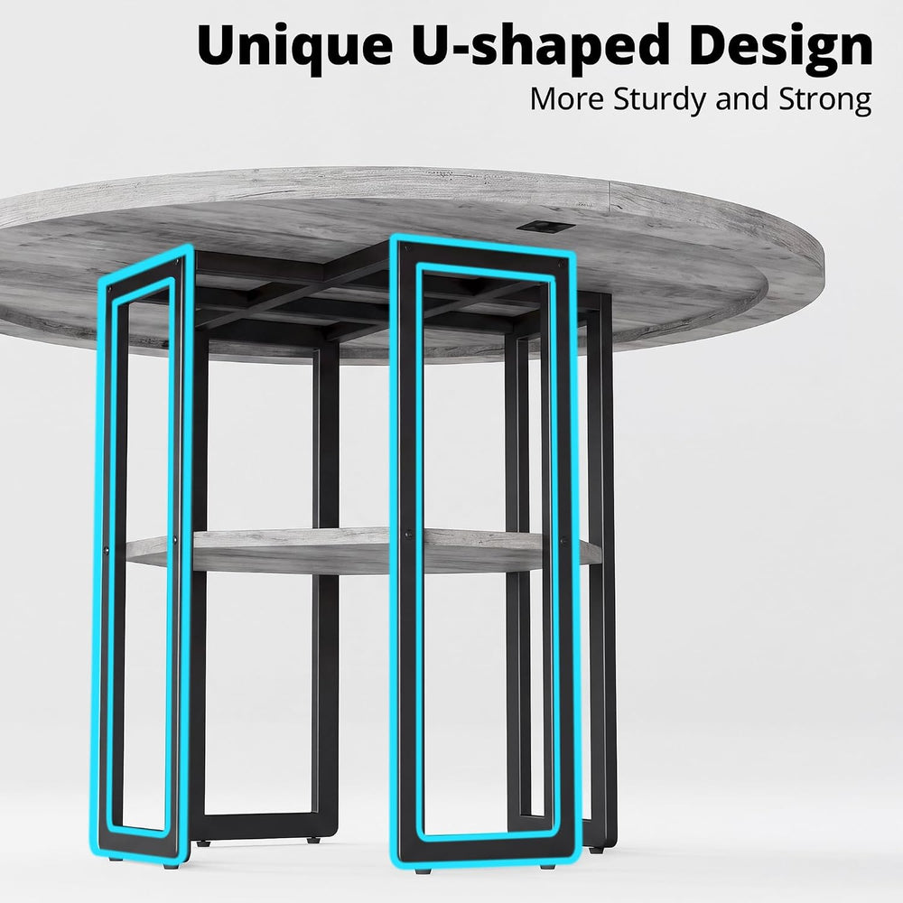 IRONCK Dining Table Set for 4, 47.2 inch Round Kitchen Table and 4 Chairs