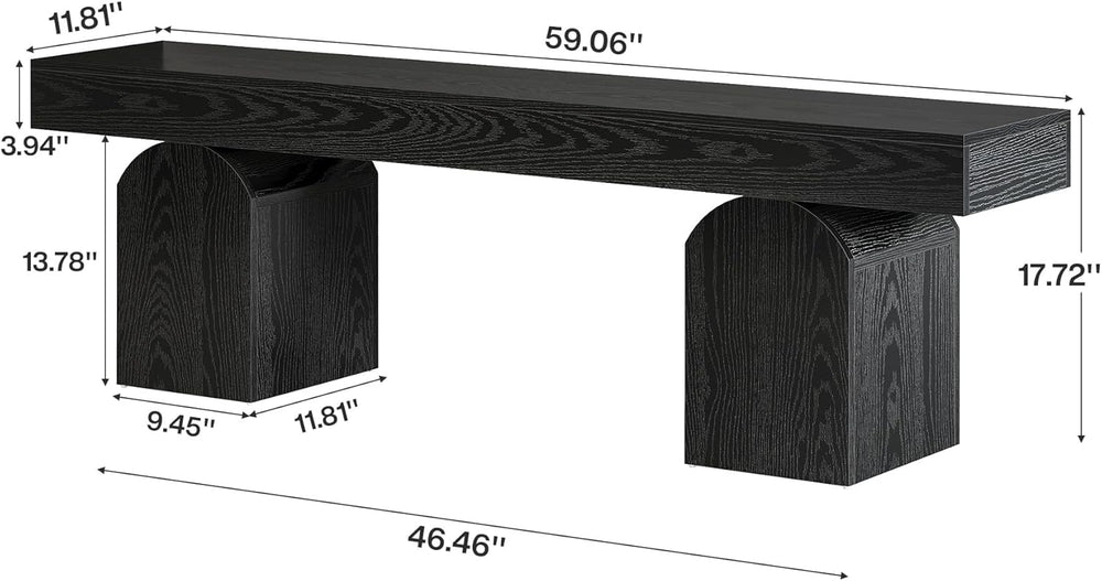 Tribesigns Entryway Bench, 59" Long Black Shoe Bench with Arched Bases, ...