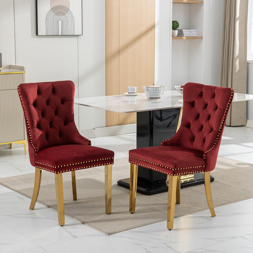 Aoowow Velvet Upholstered Dining Chairs Set of 2, Wingback Armless Side Chair...