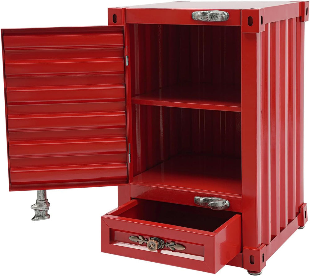 Industrial Wind Bedside Table, End Tables, Container Style Locker Wrought, Ir...