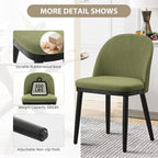 Wooden Dining Chairs Set of 6,Upholstered Kitchen Dining Room Chairs with Curved Backrest and Wood Leg,Modern Fabric Farmhouse Dinner Chair for Restaurant/Cafe,Green