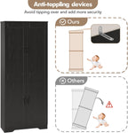 60" Kitchen Pantry Cabinet, Food Storage Cabinet with Adjustable Shelves and Doors, White Freestanding Cupboard Wood Pantry Organizers for Kitchen, Dining Room, Bathroom, Black