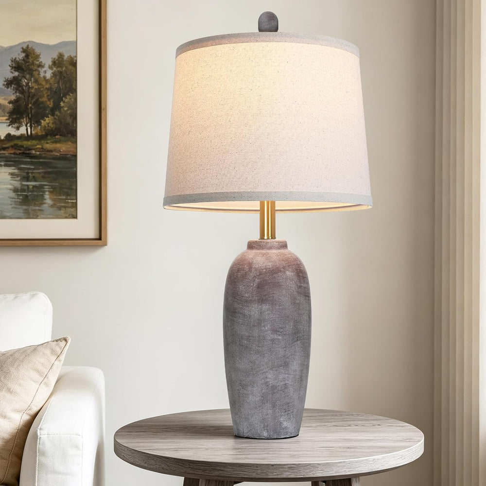 26 Inch Farmhouse Ceramic Jar Table Lamps Set of 2, Bedside Lamps