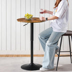 HOOBRO 2 Pcs Bar Table, Height-Adjustable Round Pub Table 27-35.4 Inches with Sturdy Base, Modern Style, Easy to Assemble, Suitable for Small Space, Rustic Brown and Black BF58BTP201G1