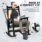 Outdoor HDPE Rocking Chairs, HDPE Oversized Patio Rocking Chairs, All Weather Resistant Porch Rocker, Heavy Duty Front Plastic Rockers for Outside