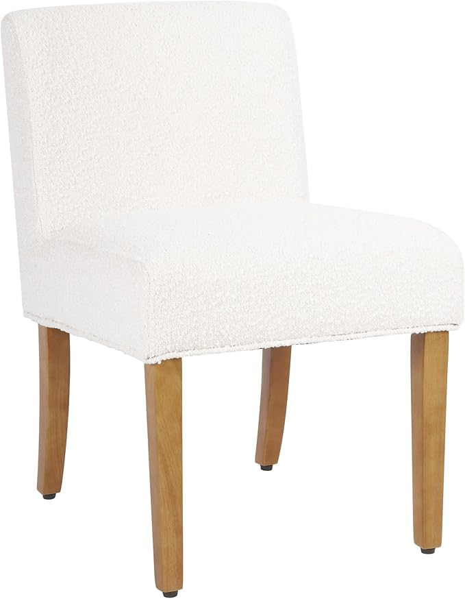 Homepop Home Decor | Upholstered Dining Chairs with Low Back |Decorative Home Furniture, Cream Boucle (Single Pack)