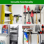 Garage Tool Organizer Wall Mount with 48 inches Rails and 6 Double-layer Hooks, Garden Tool Rack Heavy Duty, Garage Hanging Storage Rack For Yard Tools, Shovel, Shed