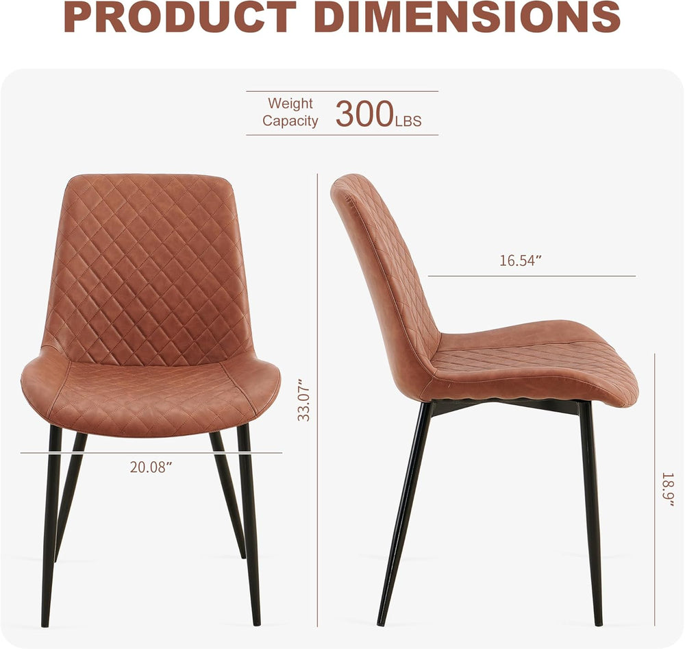 PU Leather Dining Chairs Set of 6, Modern Armless Dining Room Chairs, Comfy U...