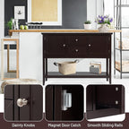 COSTWAY Buffet Sideboard, with 2 Wood Storage Drawers & Open Shelf, Console Table for Living Room Kitchen Dining Room Furniture (Coffee)