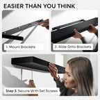 Homeforia Black Floating Shelf 18 inch, High End Solid Real Wood 18inch Bathroom Floating Shelves for Wall Mounted, Black Wooden 18in Floating Shelves, Heavy Duty Bracket, 18 X 6.5 X 1.75 in, Set of 4