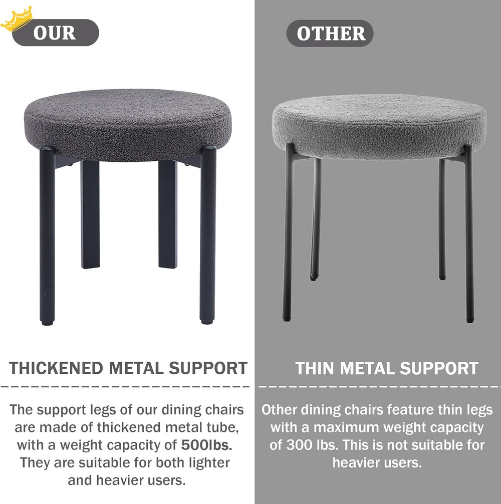 Boucle Dining Chairs Set of 4 Kitchen & Dining Room Chairs(Gray) | Mid Ce...