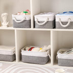 combocube 11.8 x 7.8 x 5.1 Inch Fabric Storage Bins for Shelves, Linen Storage Organizer Storage Basket with Ropes for Laundry, Home, Closet, Office, Clothes, Toys Organizer