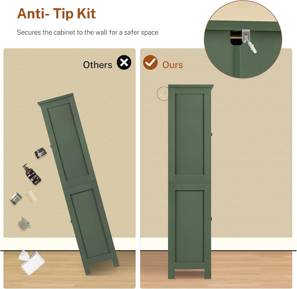 TEENFON 51" H Pantry Cabinet with 4 Doors, Kitchen Cabinet with 6 Door S...