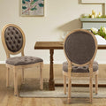 PU Leather Upholstered Dining Chairs Set of 2 French Country Round Back Kitchen Side Chairs with Nailhead Trim and Wood Legs for Dining Room, Kitchen, Restaurant(Brown)