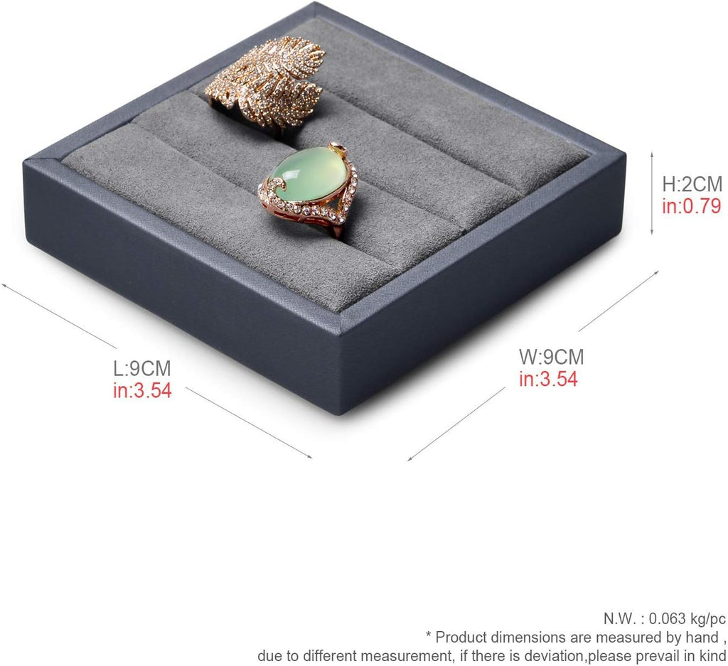 Oirlv Premium Leather Ring Display Stand Small Ring Tray Showcase Jewelry Display Home Organizer(Grey)