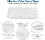 Vanity Decorative Tray, 12" x 8" White Marble Pattern Perfume Tray, Bathroom & Countertop Organizer for Soap, Jewelry, Candle