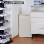 Slim Laundry Hamper,Narrow laundry Hamper with Lid,60L Hamper for Laundry,Dirty Cloth Hamper with Bamboo Handle for Toys,Towels, Clothes Organizing,Beige