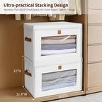 Large Clothing Storage Bins - Collapsible Boxes with Handles & Window, Decorative Organizer Bins with Lids, Fabric Containers for Living Room, Dorm, 6 Pack, White