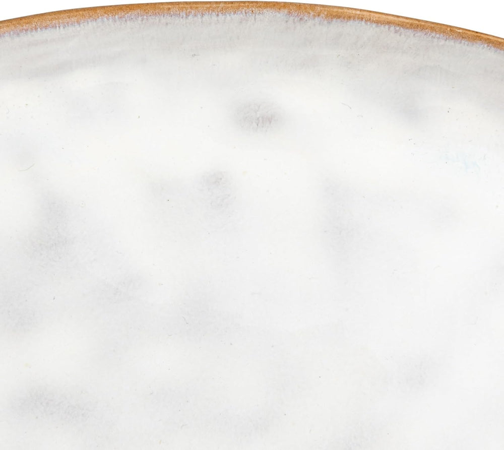 Bloomingville Acacia-Base Stoneware Elegance Pedestal, White