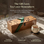 Handmade Acacia Wood Tea Organizer, 4 Compartment Tea Caddy Box with engraving