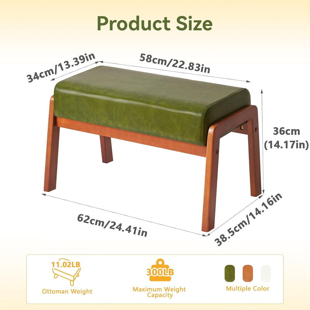 IBUYKE 14.2” H Large Foot Stool Ottoman, Rectangle PU Faux Leather Foot Rest ...