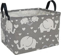 Storage Basket Home Shelf Basket Kids Organizer Box Clothes Laundry Hamper Nursery Bin Gift Laundry Basket with Handles for Home (love elephant)