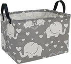 Storage Basket Home Shelf Basket Kids Organizer Box Clothes Laundry Hamper Nursery Bin Gift Laundry Basket with Handles for Home (love elephant)