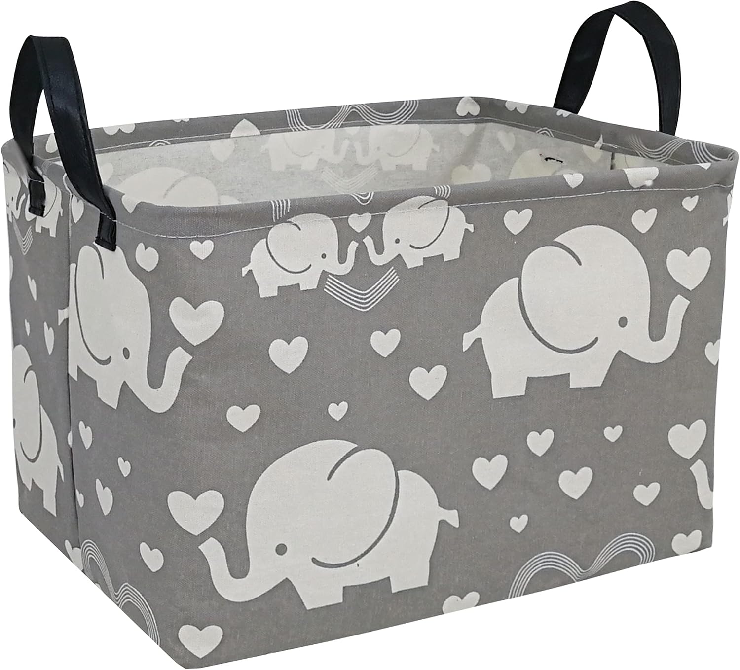 Storage Basket Home Shelf Basket Kids Organizer Box Clothes Laundry Hamper Nursery Bin Gift Laundry Basket with Handles for Home (love elephant)