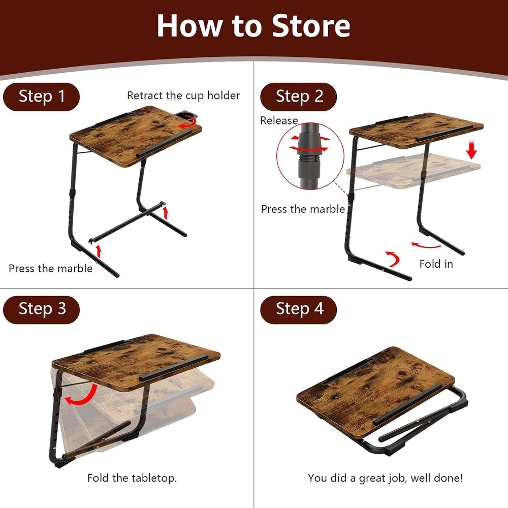 TV Trays Set of 4 - Folding TV Tray Adjustable Dinner Trays for Eating On Cou...