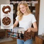 CD Holder,DVD Holder Storage,Wood CD Rack Organizer,DVD Rack,Cassette Tape Storage with Dividers for CDs, DVDS, Tapes,Video Game Cases, Tape Display Stand, Hold 35Pcs