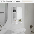 MCS 23x16 White Medicine Cabinet Organizer, Wall Mounted Bathroom Cabinet for Over-The-Toilet Storage, Bathroom Furniture & Restroom Organizer