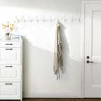 SKOLOO Wall Mounted Coat Rack - 10 Hooks, Heavy Duty, Stainless Steel, Metal Wall Hangers, Sturdy Coat Hooks for Hanging Coats, Jacket, Clothes, Hat, White
