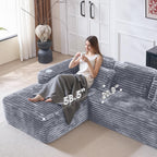 Cloud Sectional Couch with L-Shape Chaise, Modern Modular Sofa with Deep Seat, Built-in Cup Holder & Storage Pocket for Living Room Bedroom, No Assembly Required (Light Gray, Left Facing Chaise)