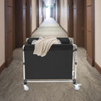 Commercial Laundry Cart with Wheels,Folding Laundry Hamper Cart,Heavy Duty Rolling Basket with Large Capacity,Sorter Trolley for Home Hotel Apartment (Black, 34.25 * 20.47 * 30.7in)