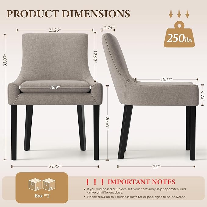 Dining Chairs Set of 4, Upholstered Corduroy Dining Room Chair with Wood Legs, Mid-Back Padded Kitchen Side Chairs for Dining Room, Camel