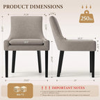 Dining Chairs Set of 4, Upholstered Corduroy Dining Room Chair with Wood Legs, Mid-Back Padded Kitchen Side Chairs for Dining Room, Camel