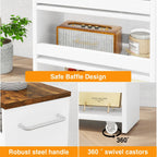 IBUYKE Slim Storage Cart 7.9" W, Rolling Kitchen Storage cart on Wheels for Small Spaces, 4-Tier Laundry Cart with Handle, Slide Out Utility Cart for Kitchen, Bathroom, Laundry,White UWST005W-L