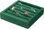 uxcell Stackable Jewelry Storage Tray, Jewelry Tray Drawer Organizer, Small Display Box for Earrings, Necklaces, Rings and Bracelets, Dark Green