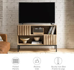 mopio Norwin 4 Piece Entertainment Center with Storage, 70" TV Stand, Industrial Modern Television Accent Cabinet, Oak Wood Media Console Table with 5-Tier Shelf Bookcase (5-Tier Display Set)