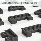 111.8" Modular Sofa with Ottoman, Boneless Cloud Couch with Deep Seat, Comfy U-Shape Corduroy Couches for Living Room, No Assembly Required, Dark Gray