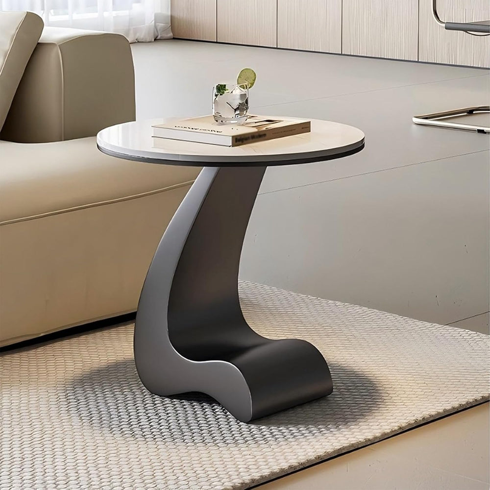 Modern Round Side Table,C Shaped End Table for Couch,Coffee Table with Sinter...