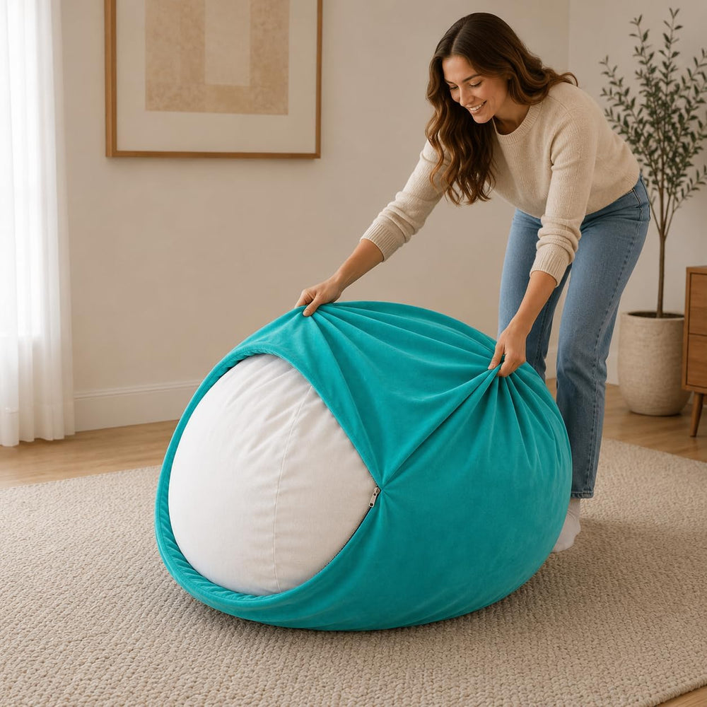 ULTIMATE SACK | 4 Ft Bean Bag Chair Replacement Cover Only | Teal Suede | Rem...